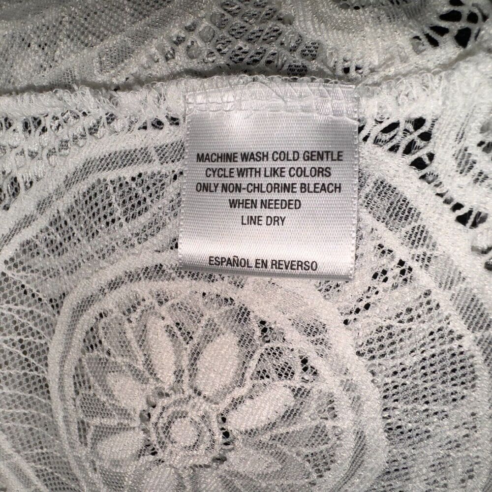 Charter Club Top Sz 1X Lace Crochet Ivory Short sleeve - Picture 6 of 7